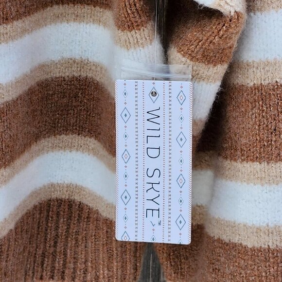 LOVELY Heart Shape Button Sweater Women's Size XL Brown White BNWT WILD SKYE - Picture 5 of 8